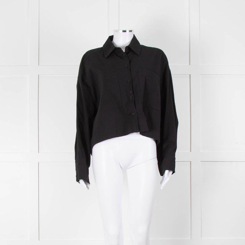 Reformation Black Cropped Boxy Shirt