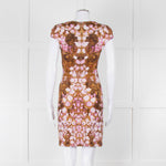McQ Alexander McQueen Green and Lilac Cap Sleeve Shift Dress