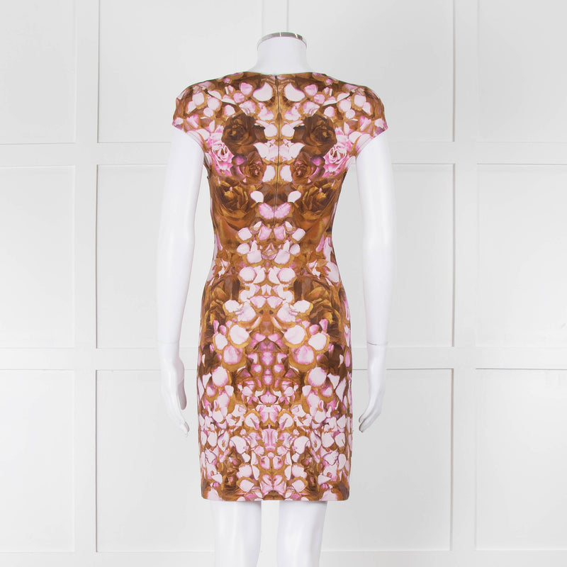 McQ Alexander McQueen Green and Lilac Cap Sleeve Shift Dress