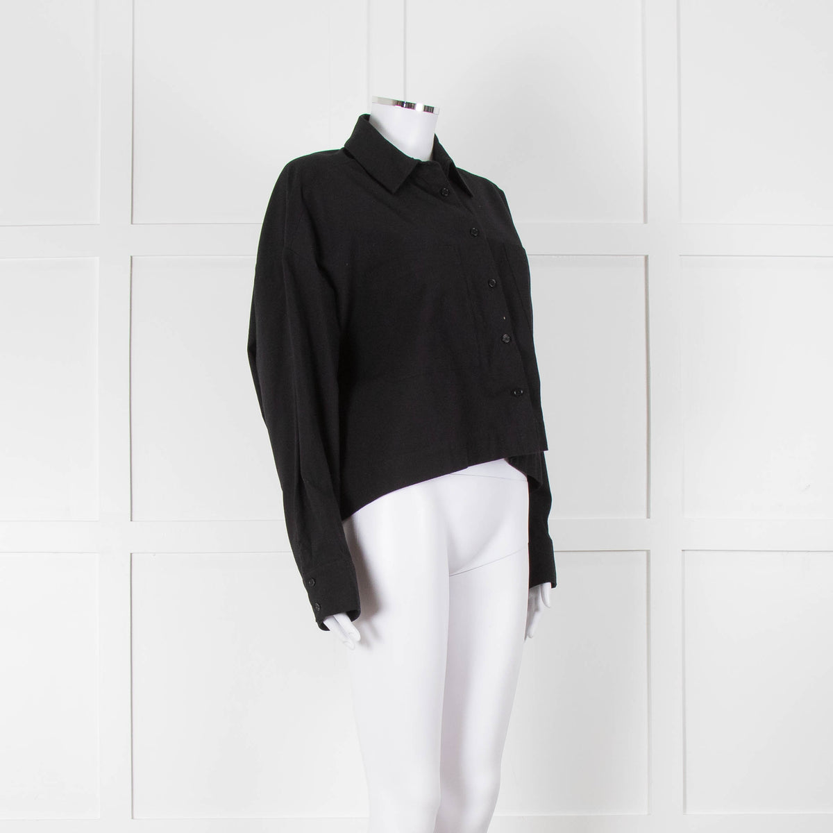 Reformation Black Cropped Boxy Shirt