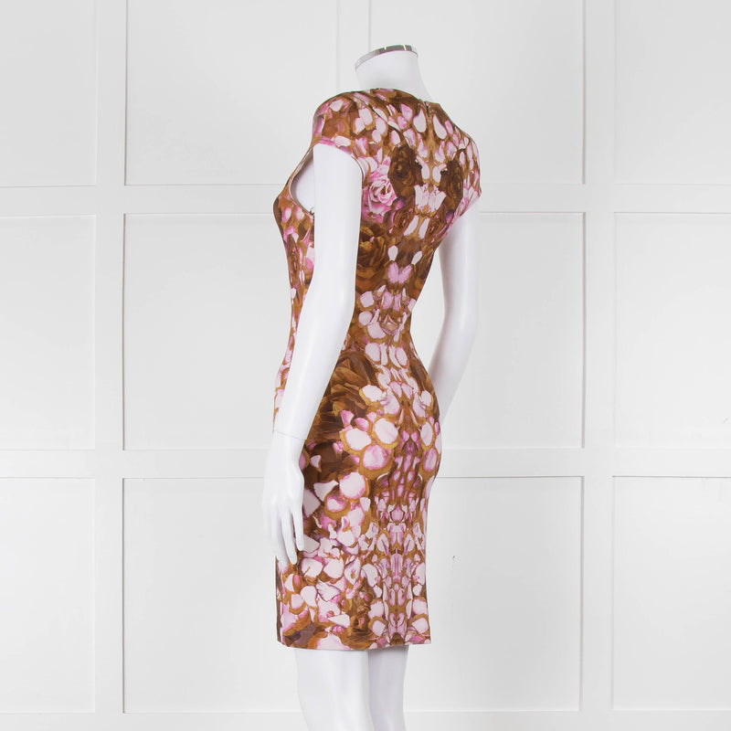 McQ Alexander McQueen Green and Lilac Cap Sleeve Shift Dress