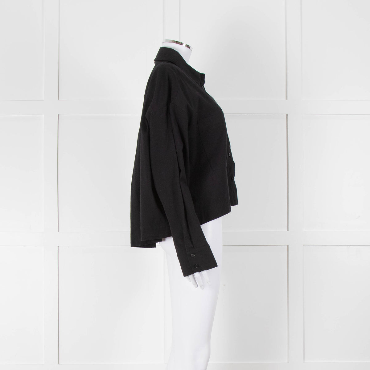 Reformation Black Cropped Boxy Shirt