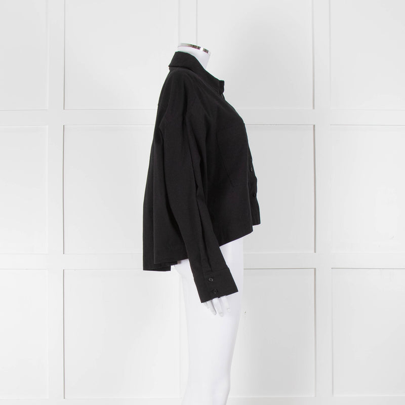 Reformation Black Cropped Boxy Shirt