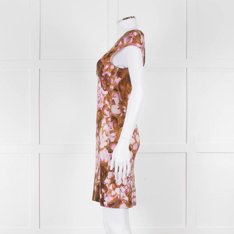 McQ Alexander McQueen Green and Lilac Cap Sleeve Shift Dress