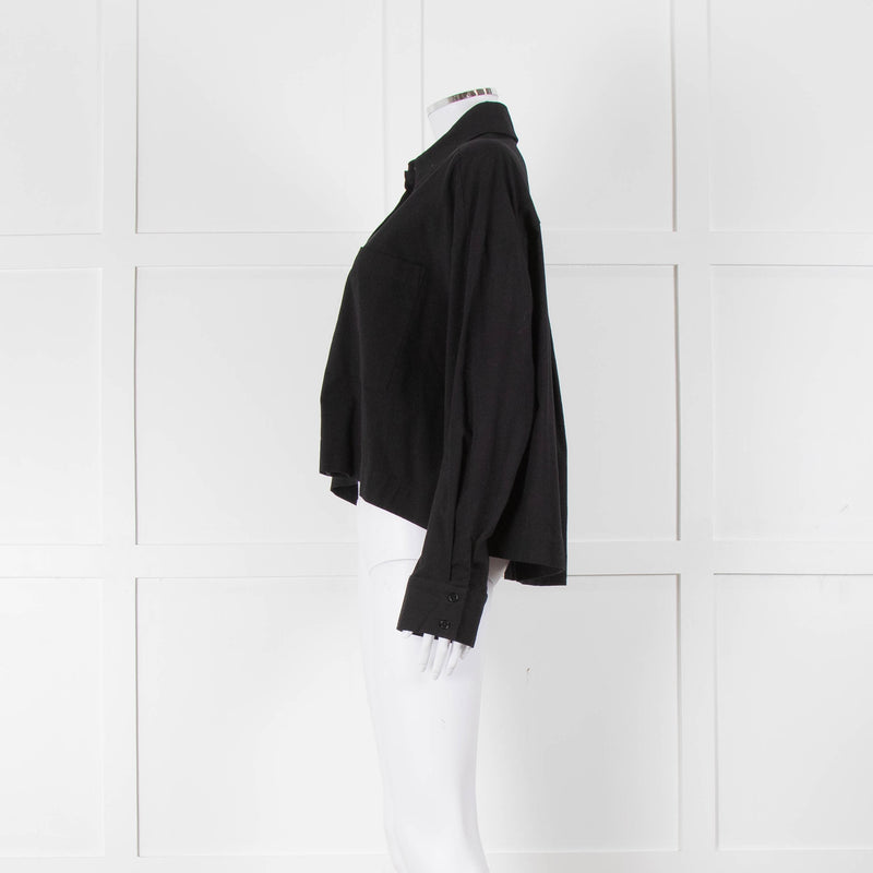 Reformation Black Cropped Boxy Shirt