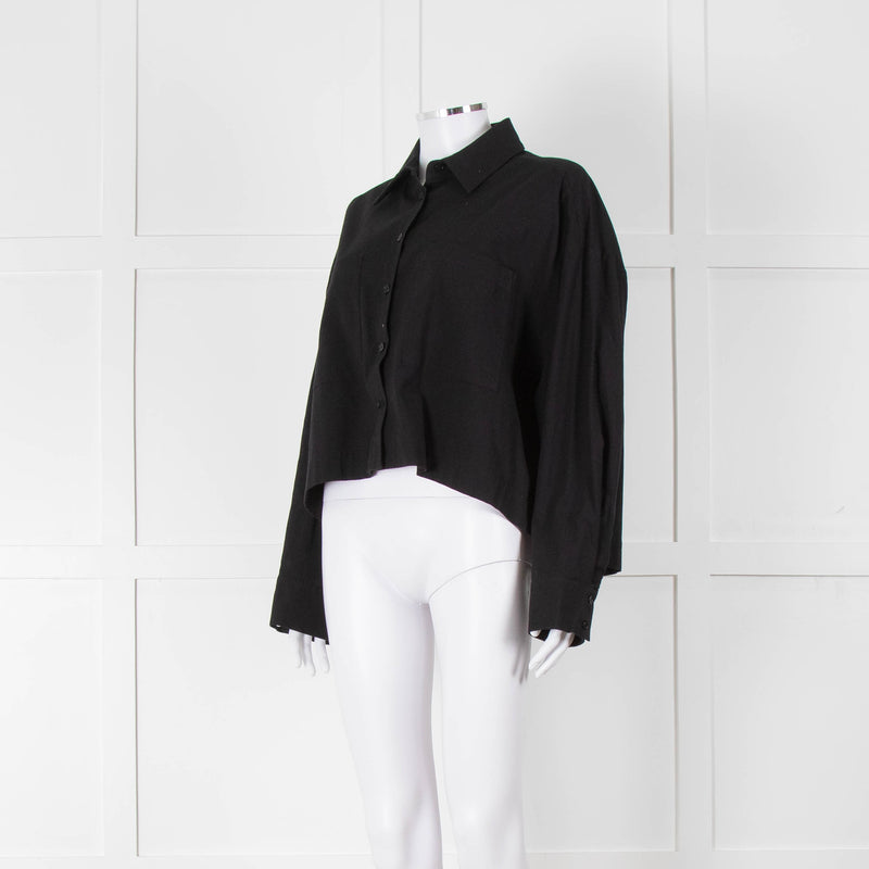 Reformation Black Cropped Boxy Shirt