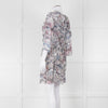 IRO Grey Sheer Mini Dress with Blue and Pink Print and Lace up Back