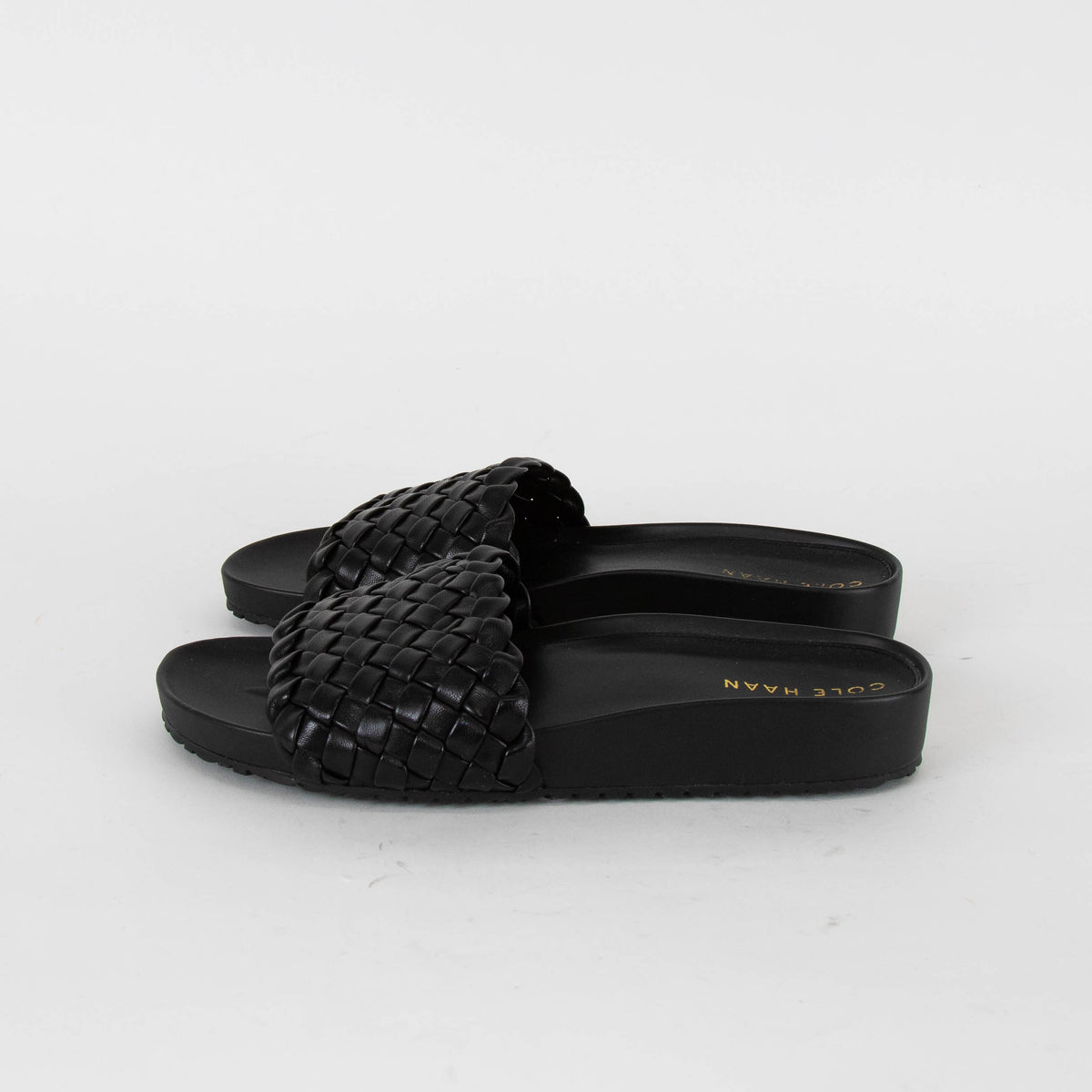 Cole Haan Black Braided Sliders