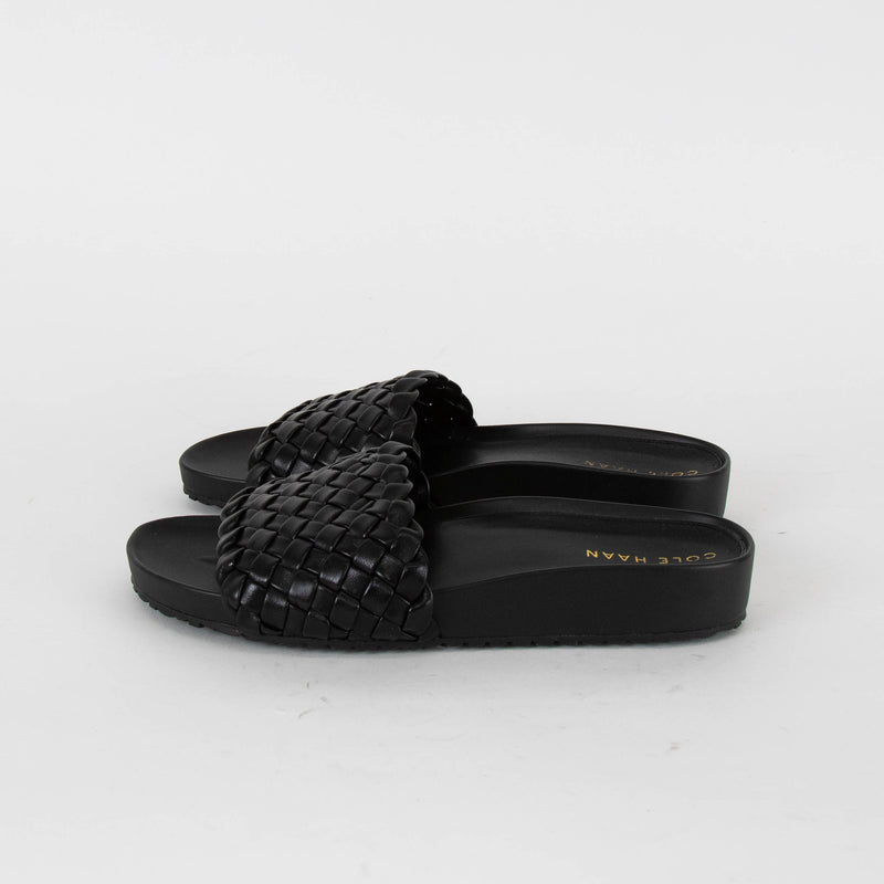 Cole Haan Black Braided Sliders