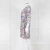 IRO Grey Sheer Mini Dress with Blue and Pink Print and Lace up Back