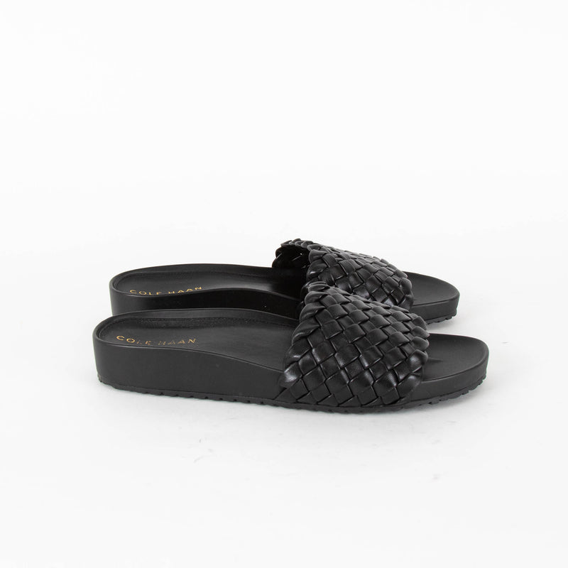 Cole Haan Black Braided Sliders