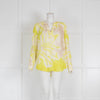 Marc Cain Cream, Beige and Yellow Silk Patterned Blouse