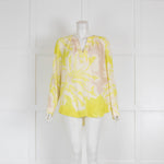 Marc Cain Cream, Beige and Yellow Silk Patterned Blouse