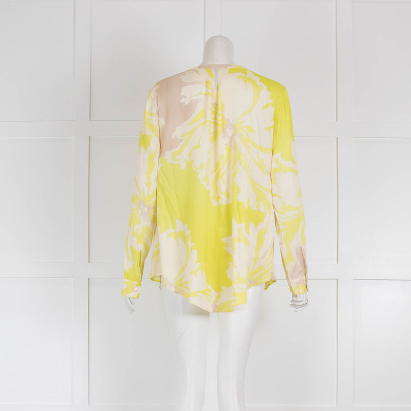 Marc Cain Cream, Beige and Yellow Silk Patterned Blouse