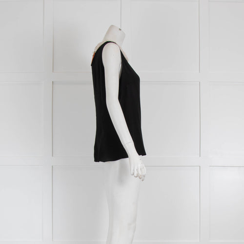 Boutique Moschino Black Sleeveless Top with Pearl Neckline