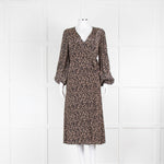 Lily and Lionel Black and Beige Floral Wrap Dress