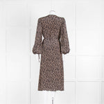 Lily and Lionel Black and Beige Floral Wrap Dress