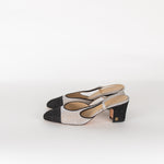Chanel Woven Metallic Slingback with Block Heel