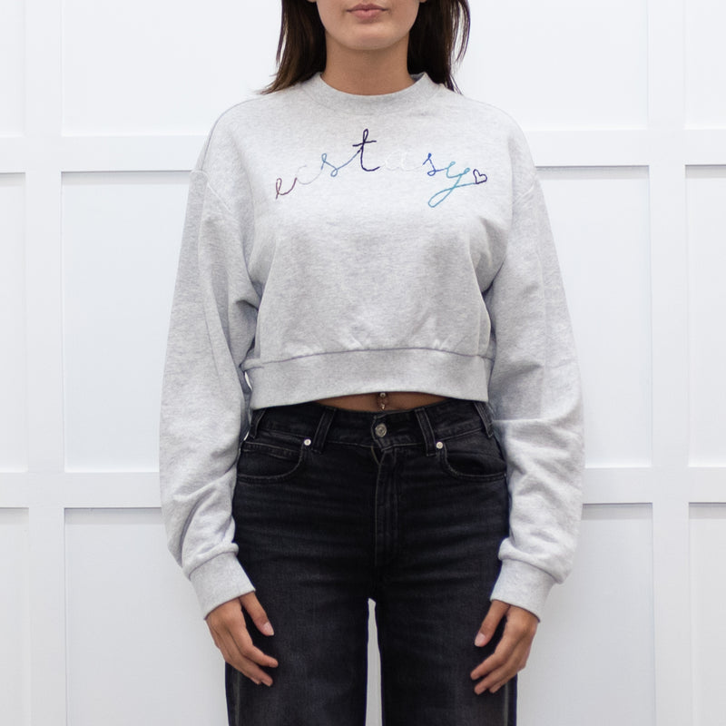 A.P.C Grey Ecstasy Embroidery Motif Cropped Sweatshirt