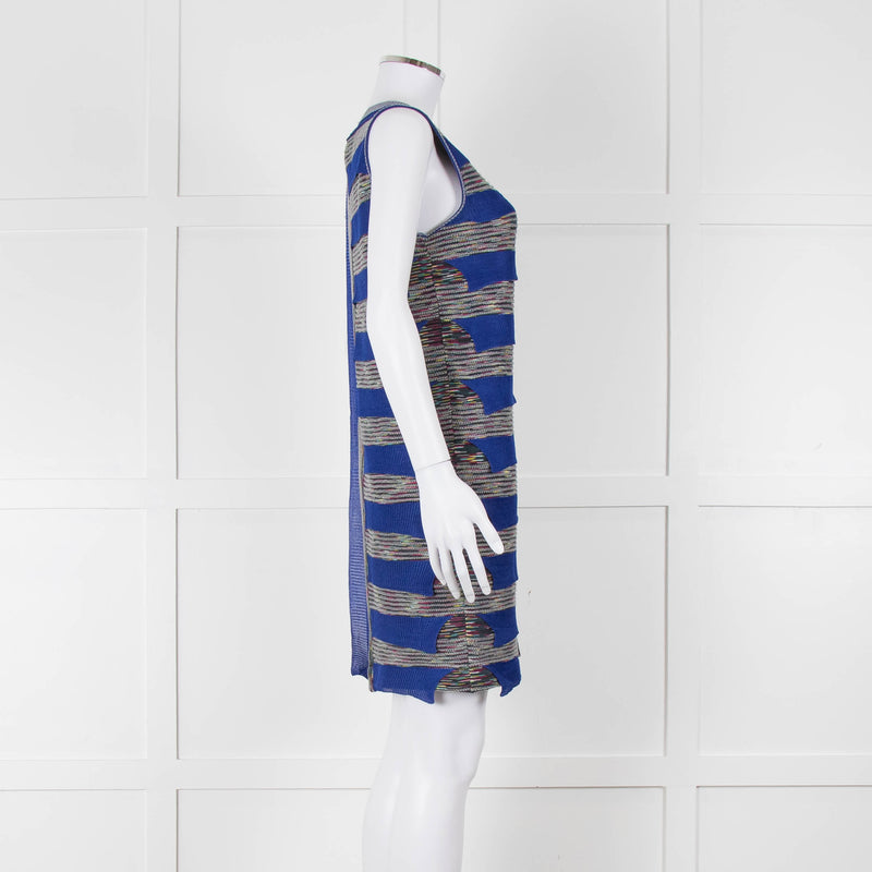 Missoni Knitted Shift Dress with Blue Knitted Frill
