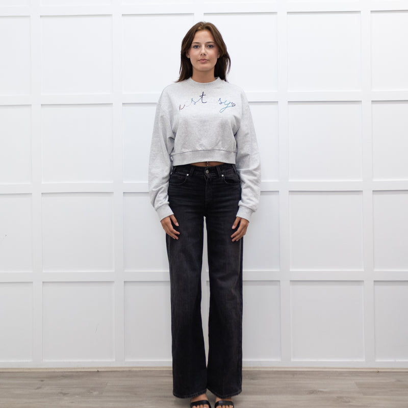 A.P.C Grey Ecstasy Embroidery Motif Cropped Sweatshirt