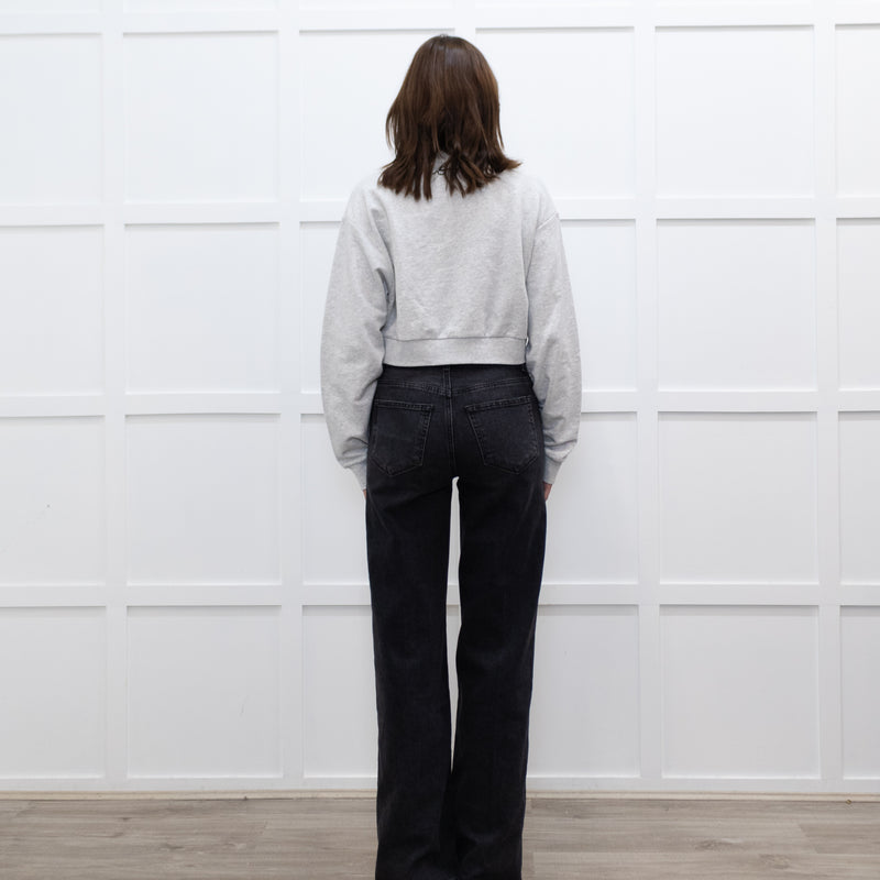 A.P.C Grey Ecstasy Embroidery Motif Cropped Sweatshirt