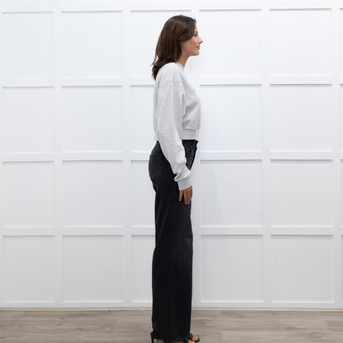 A.P.C Grey Ecstasy Embroidery Motif Cropped Sweatshirt