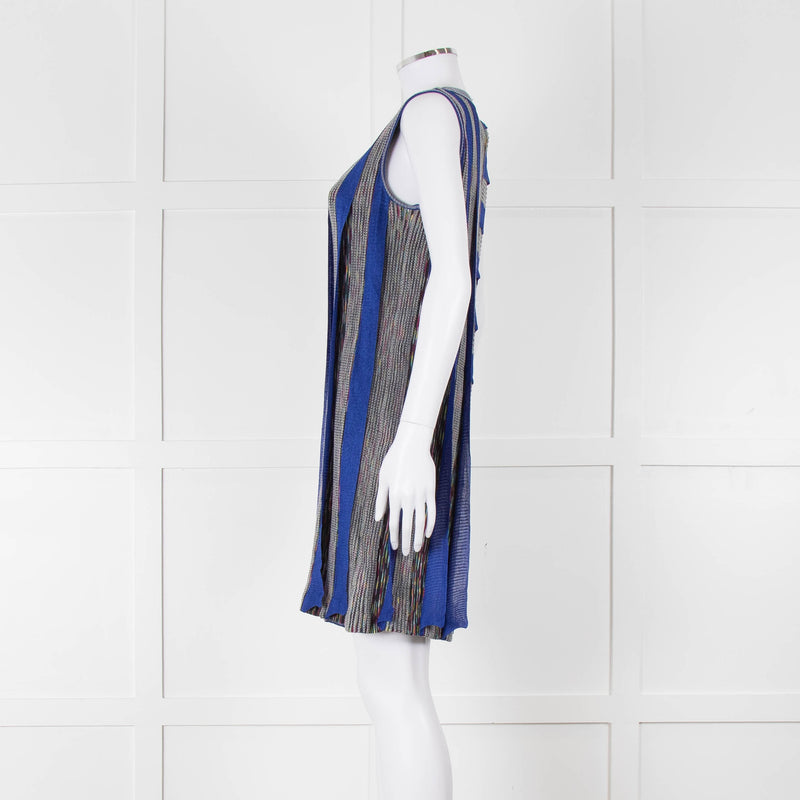 Missoni Knitted Shift Dress with Blue Knitted Frill