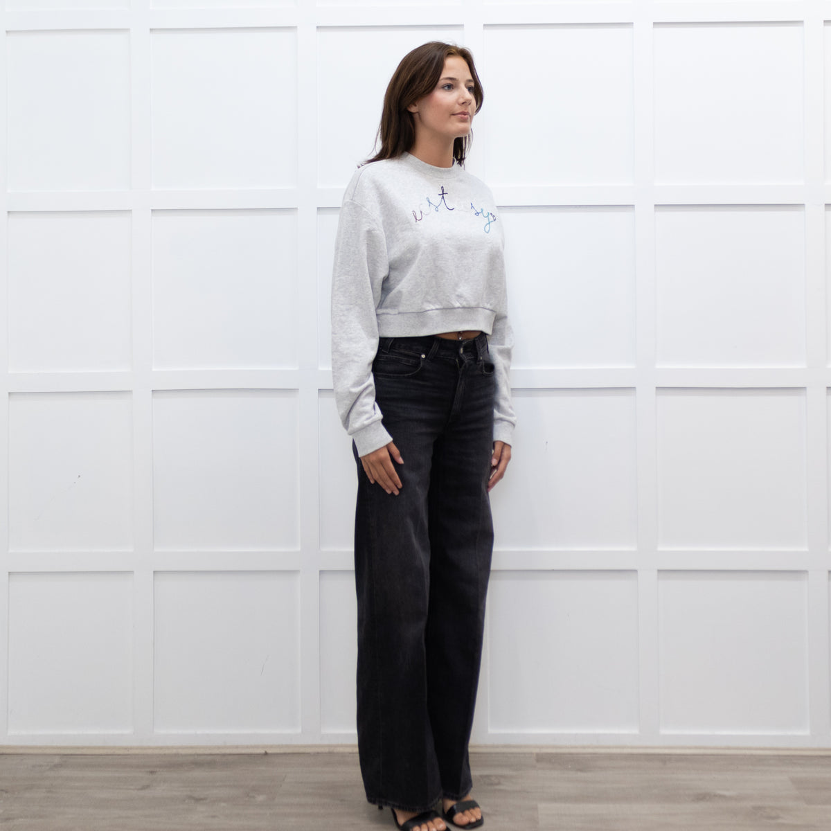 A.P.C Grey Ecstasy Embroidery Motif Cropped Sweatshirt