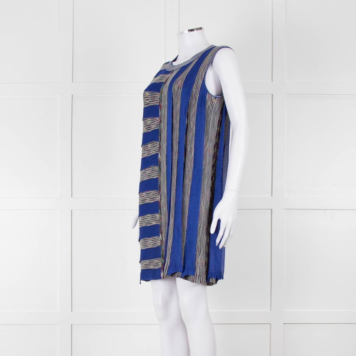 Missoni Knitted Shift Dress with Blue Knitted Frill