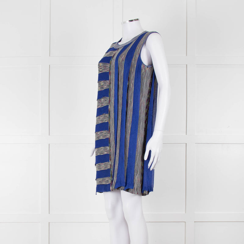 Missoni Knitted Shift Dress with Blue Knitted Frill