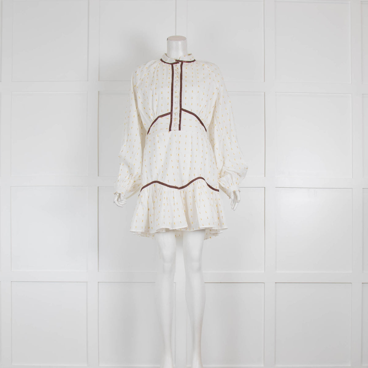 Vita Grace White Dress With Yellow Small Pattern