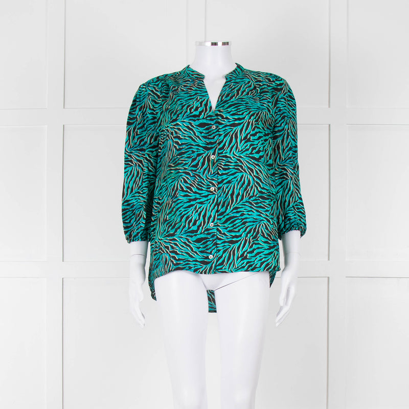 Pyrus Turquoise and Black Patterned Blouse