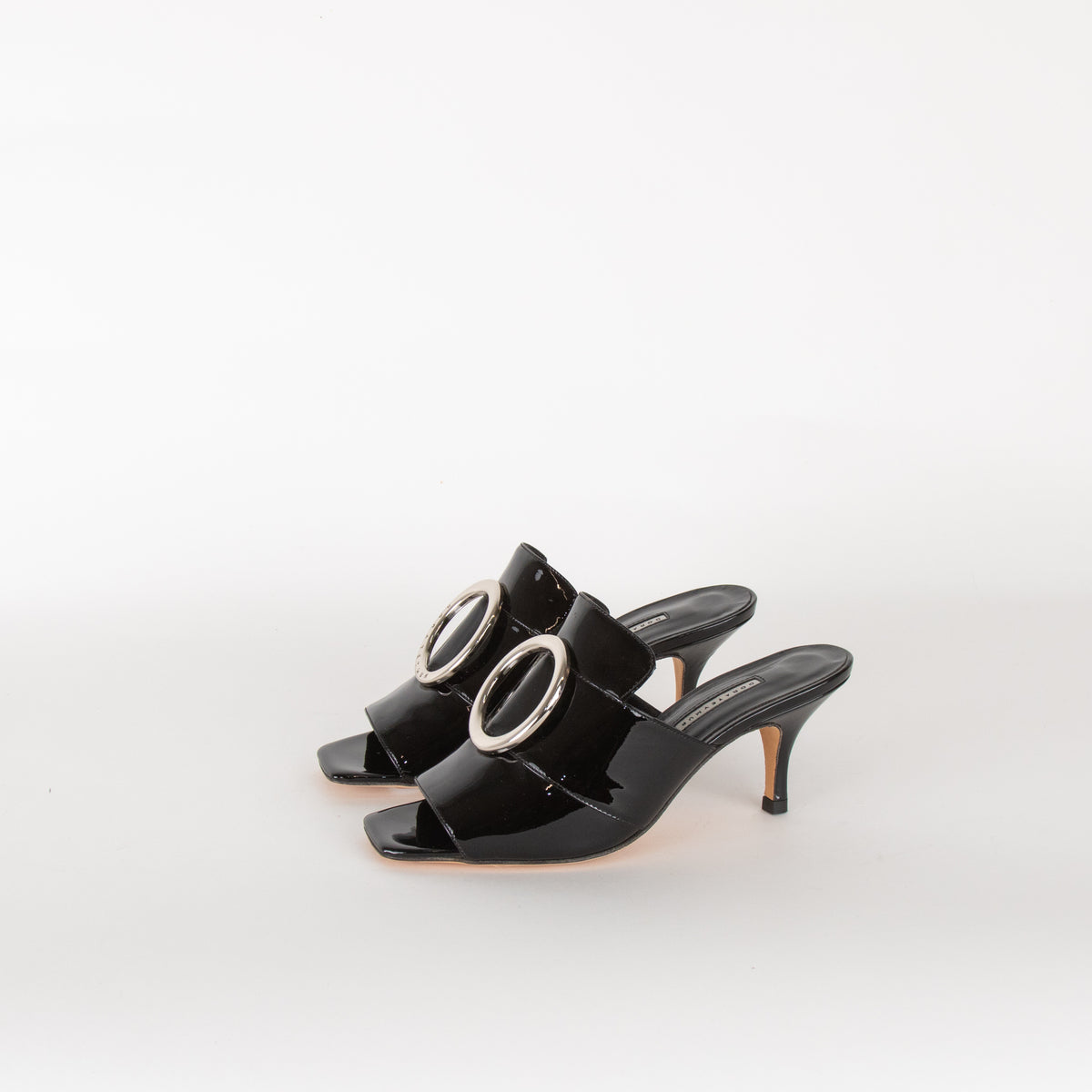 Dorateymur Galaxy Black Patent Slip On Sandals