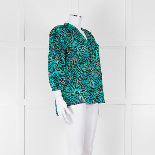 Pyrus Turquoise and Black Patterned Blouse