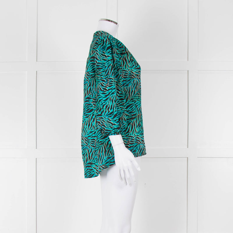 Pyrus Turquoise and Black Patterned Blouse