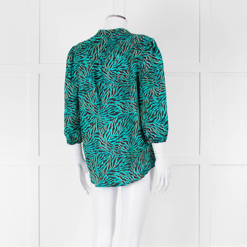 Pyrus Turquoise and Black Patterned Blouse