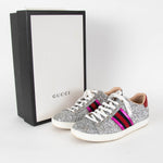 Gucci Silver Glitter Ace Trainers