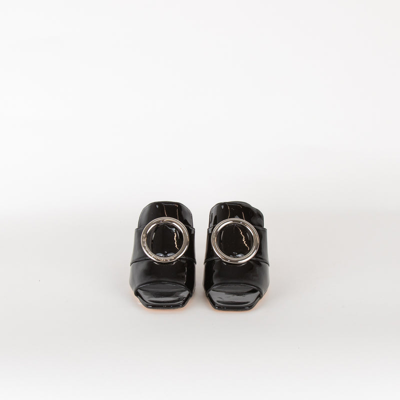 Dorateymur Galaxy Black Patent Slip On Sandals