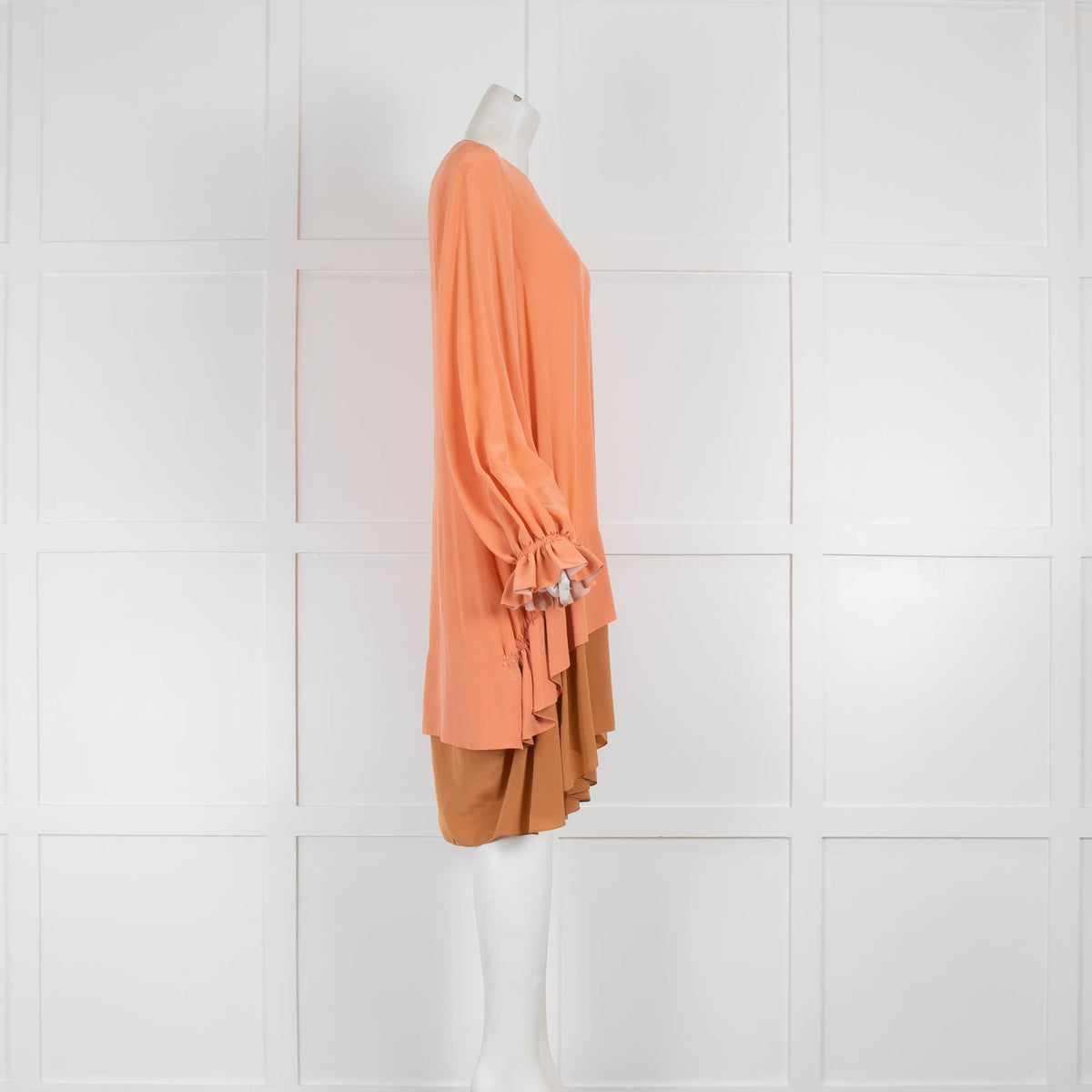 Roksanda Orange Silk Tiered Long Sleeve Dress