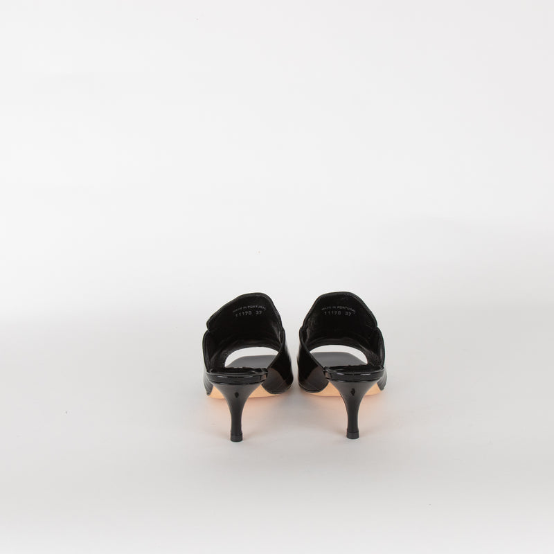 Dorateymur Galaxy Black Patent Slip On Sandals