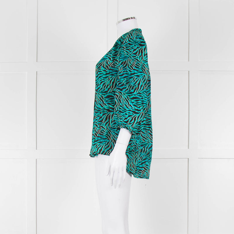 Pyrus Turquoise and Black Patterned Blouse