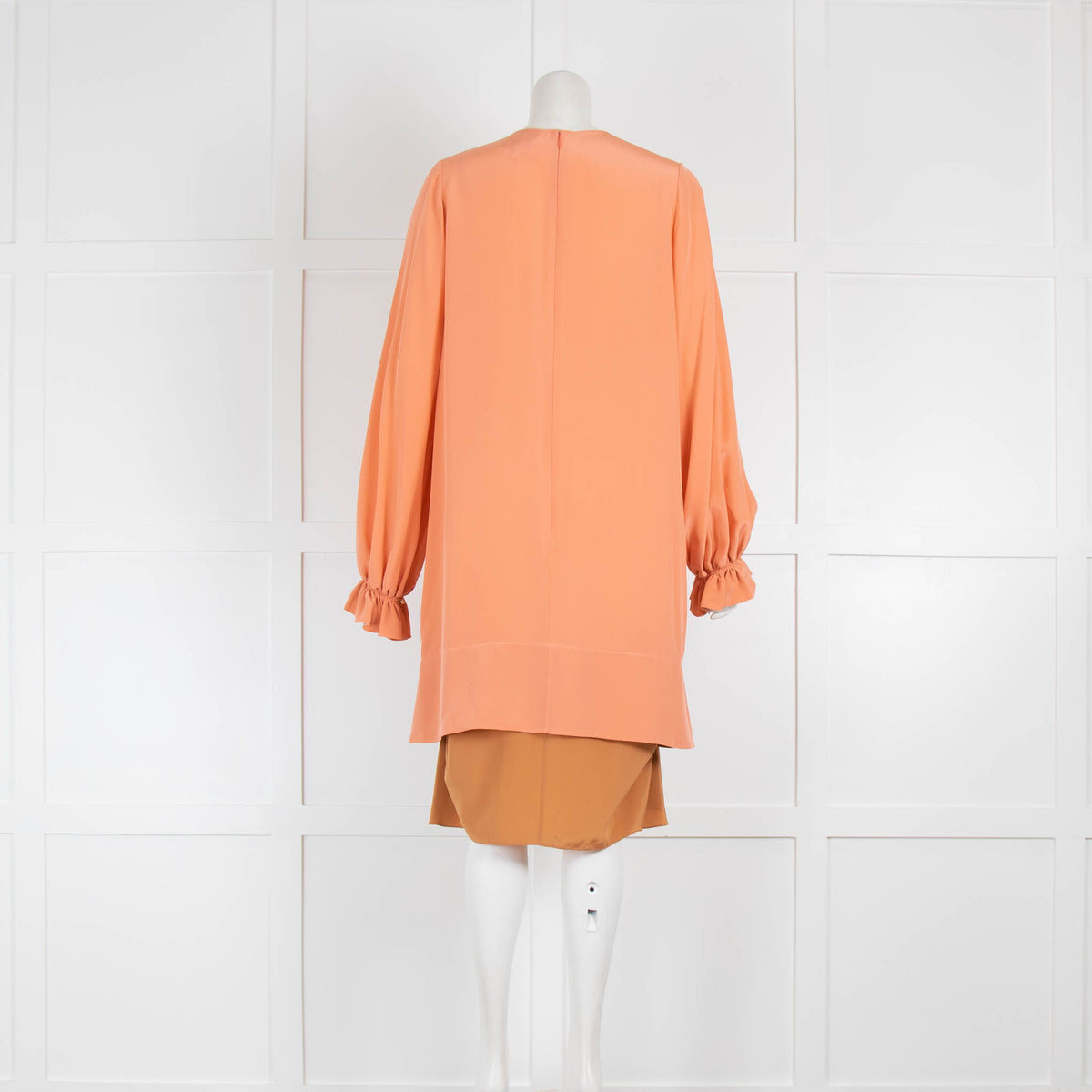 Roksanda Orange Silk Tiered Long Sleeve Dress