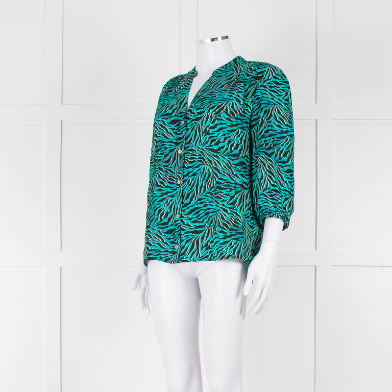 Pyrus Turquoise and Black Patterned Blouse