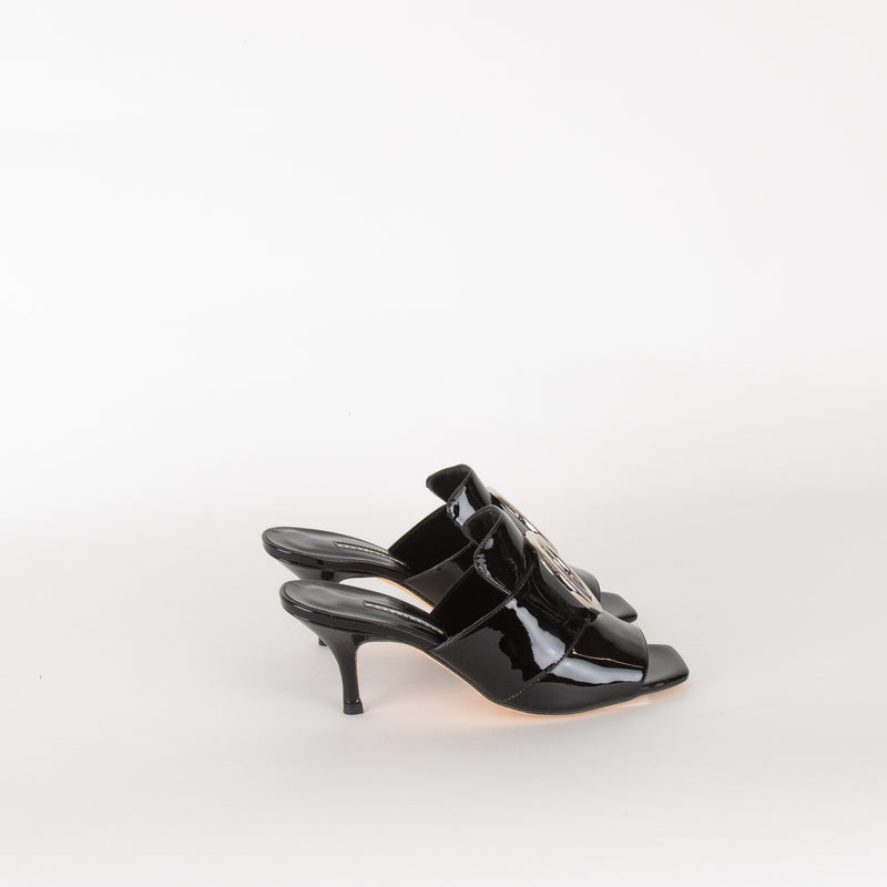 Dorateymur Galaxy Black Patent Slip On Sandals