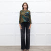 Marni Khaki Blue Floral Textured Front Pocket Top