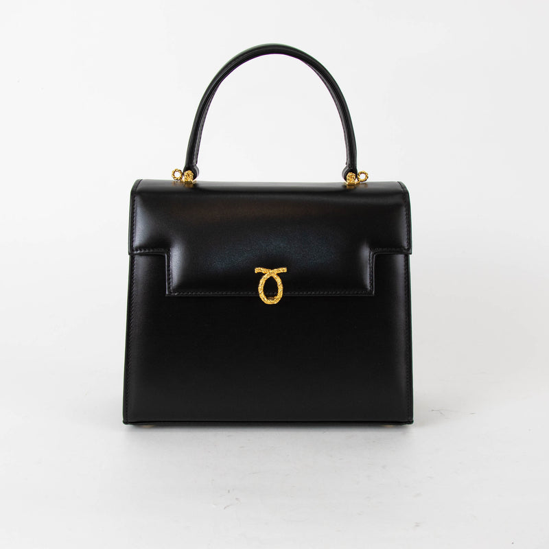 Launer London Black Traviata Leather Bag