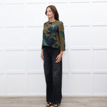 Marni Khaki Blue Floral Textured Front Pocket Top