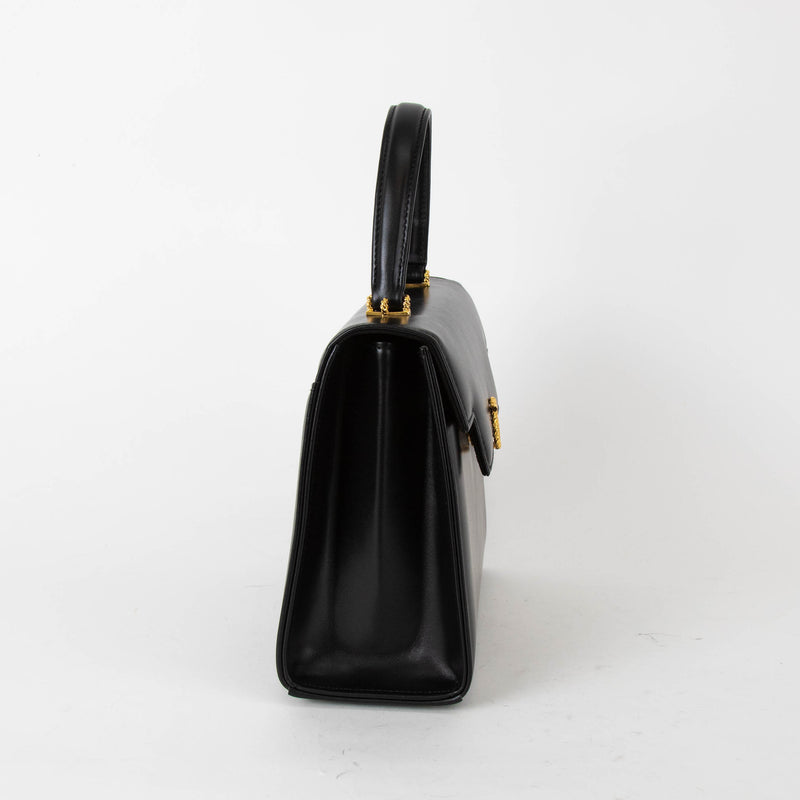 Launer London Black Traviata Leather Bag