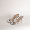 Mach & Mach Silver Double Bow Square Toe Heels